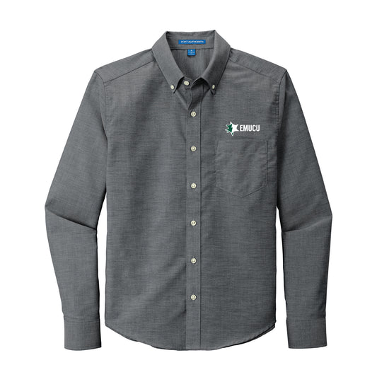 EMUCU Port Authority Untucked Fit SuperPro Oxford Shirt - Black