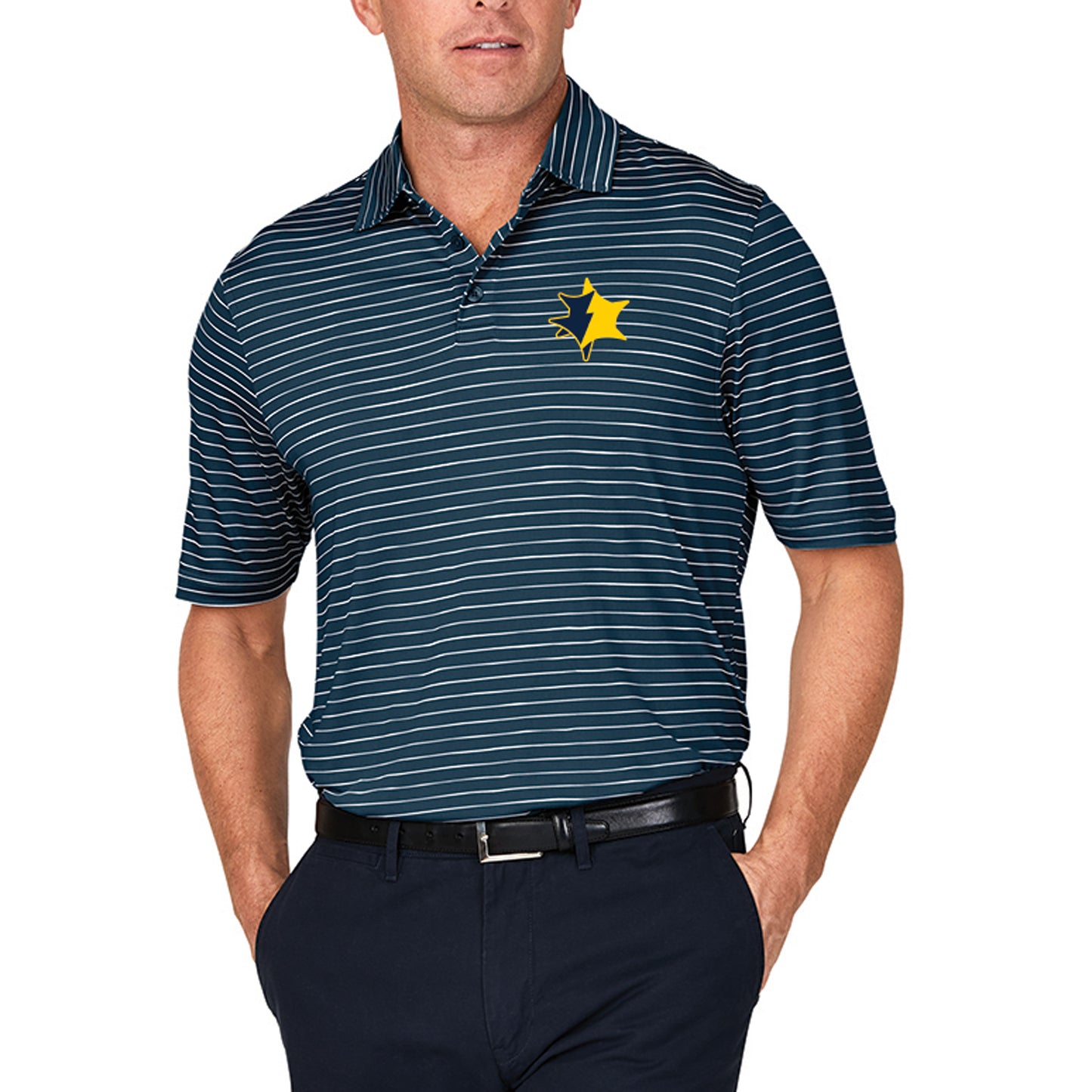 UMCU Men's Striped Charles River Wellsley Polo