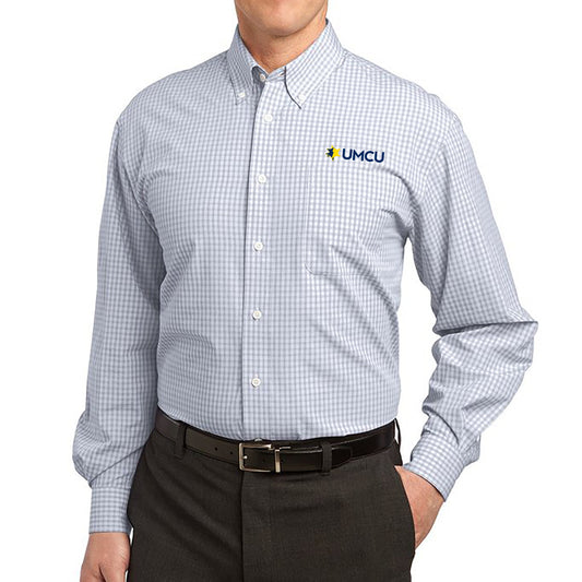 UMCU Port Authority Men's Plaid Easy Care Shirt - White