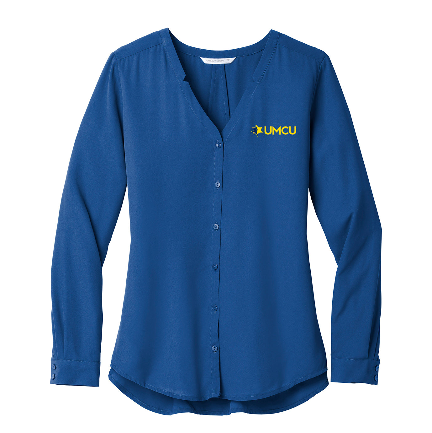 UMCU Ladies Long Sleeve Button-Front Blouse- True Blue